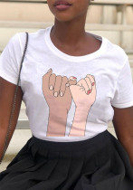 Kadın Baskılı Yuvarlak Yaka Kısa Kollu T-Shirt