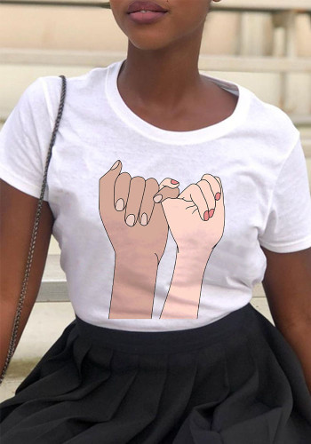 Женская футболка с круглым вырезом и коротким рукавом с принтом