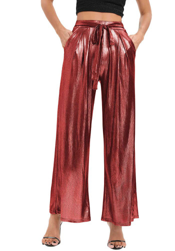 Полосатые блестящие сексуальные брюки с широкими штанинами для ночного клуба Повседневные брюки