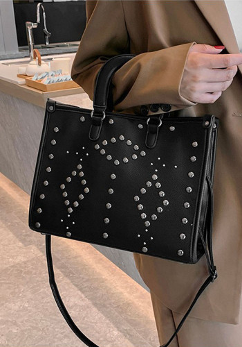 Fashion Rivet Sac à bandoulière en cuir pour femmes Printemps Simple Messenger Bag Tote Bag