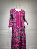 Fashion Ladies Abaya Robe Fashion Dubai Saudi Beaded Print Dress