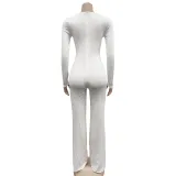 Women'S Fashion Feather Patchwork Beaded V-Neck Long Sleeve One Peice Trousers Sexy Ladies Jumpsuit