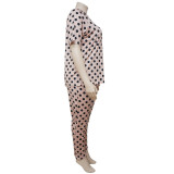Женский комплект брюк с коротким рукавом с принтом больших размеров Пижамный комплект из двух предметов