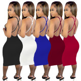 Women'S Spring Summer Print Straps Backless Plus Size Women'S Sexy Dress