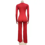 Women'S Fashion Feather Patchwork Beaded V-Neck Long Sleeve One Peice Trousers Sexy Ladies Jumpsuit