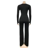 Women'S Fashion Feather Patchwork Beaded V-Neck Long Sleeve One Peice Trousers Sexy Ladies Jumpsuit