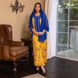 Abaya Ethnic Wear Muslim Jalabiya Arabic Print Beaded Dress