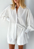 Летняя рубашка, пижама, жаккардовые сексуальные шорты, свободная рубашка, комплект из двух предметов, хлопковая женская домашняя одежда