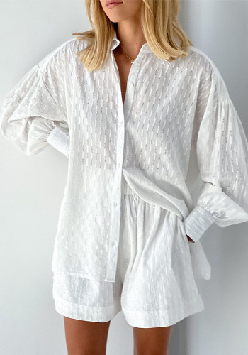 Chemise d'été pyjama Jacquard Sexy Short chemise ample deux pièces ensemble coton dames maison vêtements