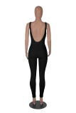 Damesmode effen kleur lage rug mouwloos slim fit jumpsuit