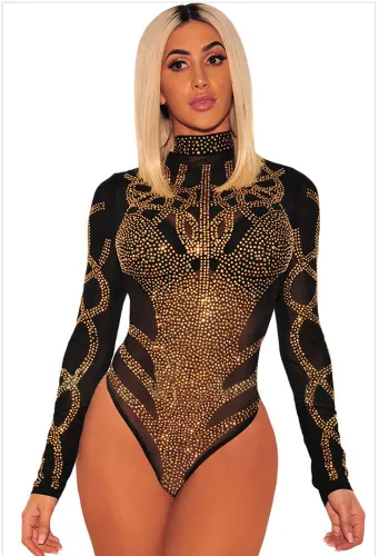 Women Cutout Turtleneck Long Sleeve Bodysuit