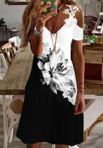 Women printed lace off-the-shoulder dress