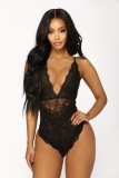 Women Sexy Black Lace-Up One-piece Sexy Lingerie