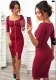 Women Square Neck Zipper Solid Three Quarter Sleeve Dress