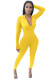 Women Solid Fitting Long Sleeve Zip Jumpsuit