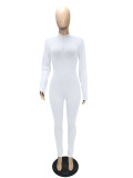 Solide damesjumpsuit met lange mouwen en ritssluiting