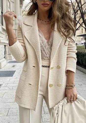 Women Casual Ribbed Loose Blazer