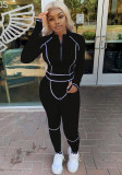 Women's Fashion Casual Pullover Patchwork Tracksuit Two-Piece Set