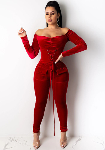 Dameskleding Mode Casual Character Lace-Up Jumpsuit