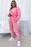 Solid Round Neck Pullover Pants Women's Fashion Casual Long Sleeve Hoodies Set