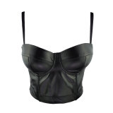 Leather suspenders women's solid color summer elastic vest all-match sexy Korean fan corset wrapped chest vest