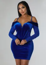 fashion sexy Tight Fitting Mesh long-sleeved dress for women