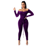 Women's Clothing Fashion Casual Character Lace-Up Jumpsuit