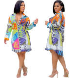 Casual Fashion Print Multicolor Women'S Shirt Dress