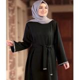 Muslim Dubai Women Fashion Abaya Solid Color Long Robe Dress