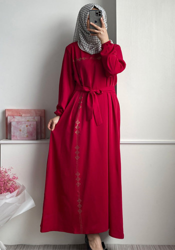Muslim Dubai Women'S Fashion Malay Long Dress Beaded Robe Dress