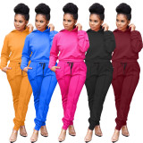 Autumn Winter Women'S Fashion Casual Sports Hooded Solid Two Piece Tracksuit