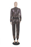 Women'S Sexy Shiny Sequined Long-Sleeved Nightclub Two Piece Pants Set