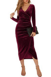 Sexy Long Dress V-Neck Bodycon Irregular Mid-Length Dress Cocktail Dress For Women