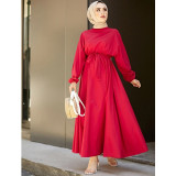 Muslim Loose Long Dress Female Abaya Dubai Jalabiya Loose Robe Dress