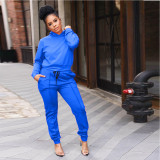 Autumn Winter Women'S Fashion Casual Sports Hooded Solid Two Piece Tracksuit