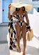 Swimwear Digital Printing Cardigan Short Sleeve Blouse Two Pieces Bikini Swimsuit Women Three-Piece Set