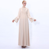 Embroidered Bell Bottom Sleeve Elegant Dress Summer Retro A-Line Slim Dress