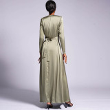Irregular Neck Satin Long Dress A-Line Swing Dress For Women