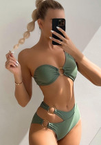 Sexy One-Shoulder-Bikini-Badebekleidung mit hoher Taille, zweiteiliger Badeanzug für Damen