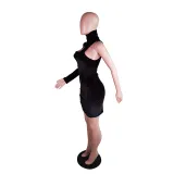 Women Turtleneck One Sleeve Dress
