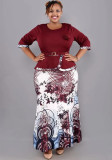 Africa Plus Size Women Top and Skirt Two-Piece Set