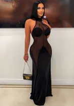 Women Sexy Sleeveless Backless Solid Dress