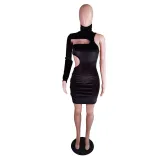 Women Turtleneck One Sleeve Dress