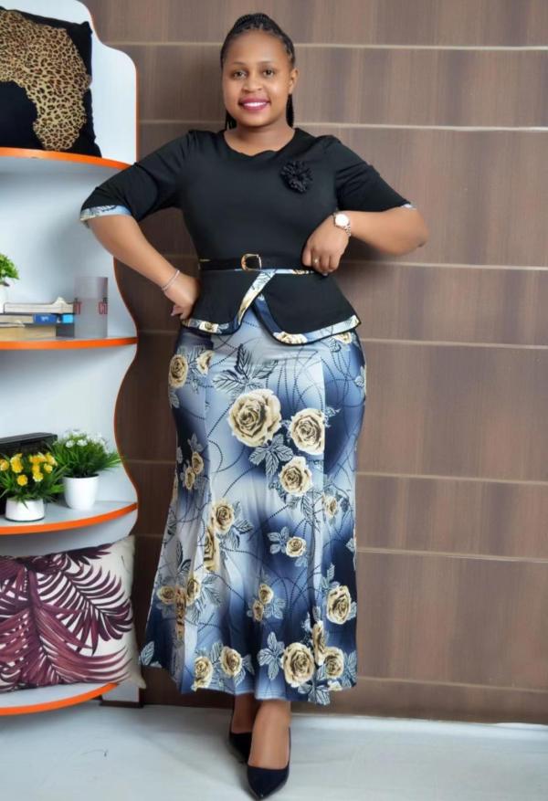 Africa Plus Size Women Top and Skirt Two-Piece Set