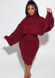 Women Turtleneck Sweater and Sweater Dress Two-Piece Set