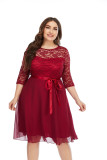 Plus Size Women Summer lace chiffon Patchwork Dress Dress Dress