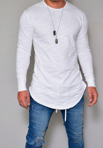 мужская футболка с длинным рукавом и круглым вырезом