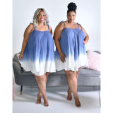 Plus Size Women Summer Print Slip Dress