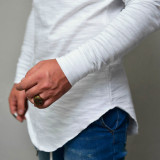 men Long Sleeve Solid Round Neck T-Shirt