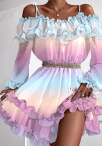 Schulterfreies Kleid mit Farbverlaufsdruck - Ohne Gürtel